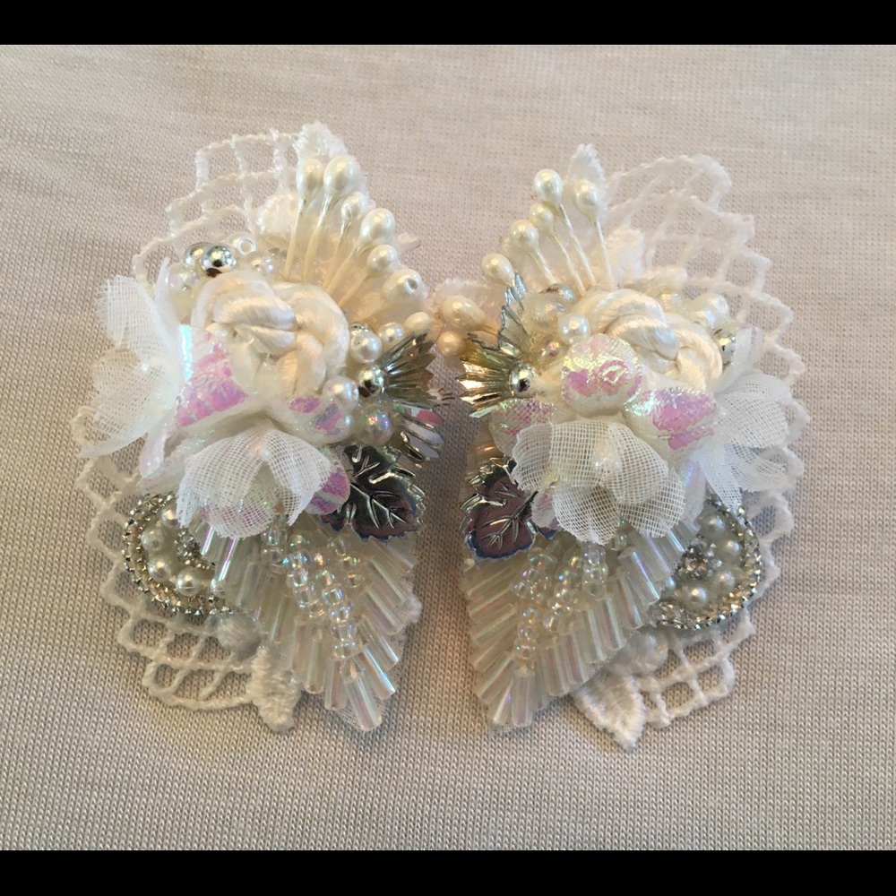 Handmade White and Silver Earrings